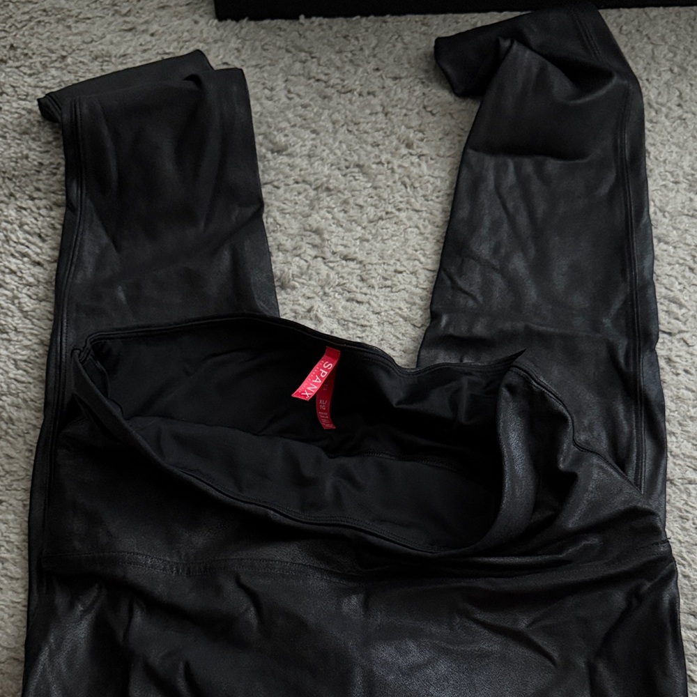 SPANX Faux Leather High-Waist Leggings - Black